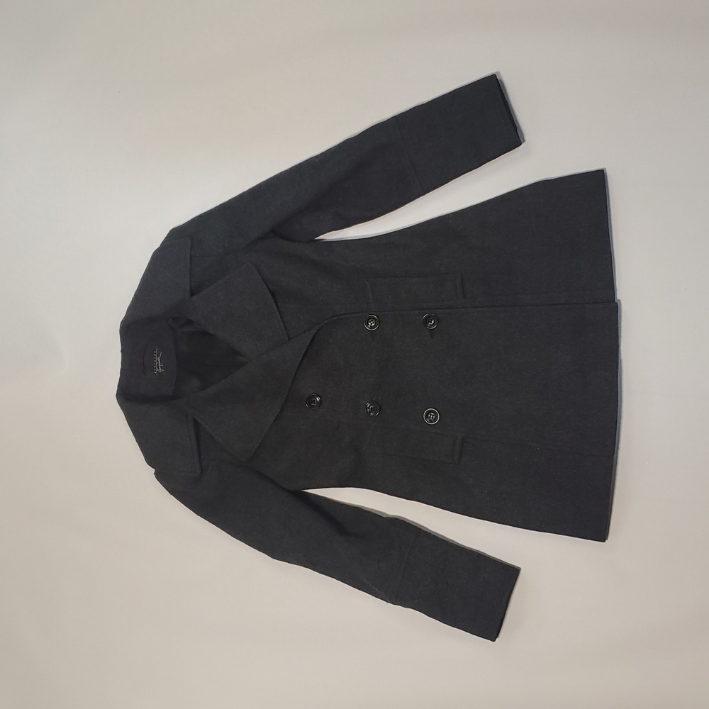 Sentaler Baby Alpaca Peak Collar  - Sophisticated Charcoal Coat - Women XS